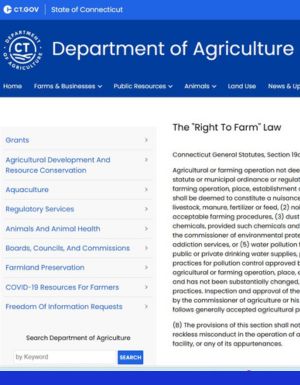 The "Right to Farm" Law from the CT Department of Agriculture